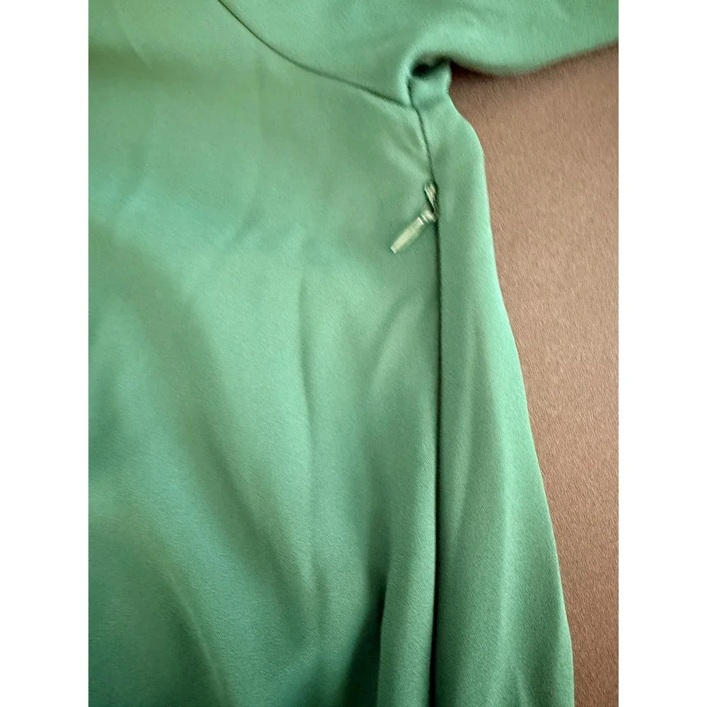 Milva Mi Shirt Dress Green Pleated Long Sleeve Belter Classy Maxi Modest Medium‎